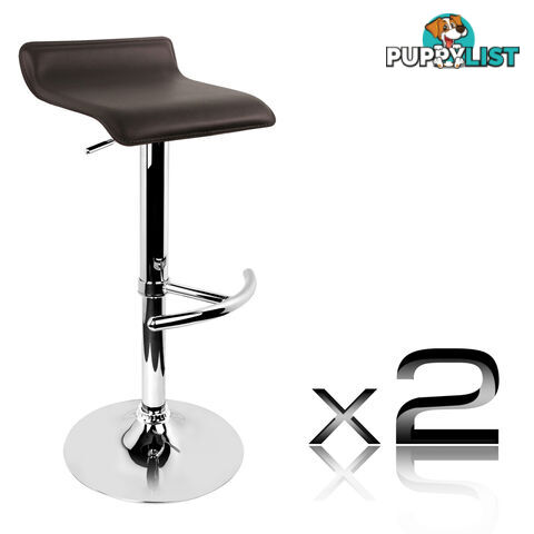 Set of 2 PVC Leather Kitchen Bar Stool Chocolate