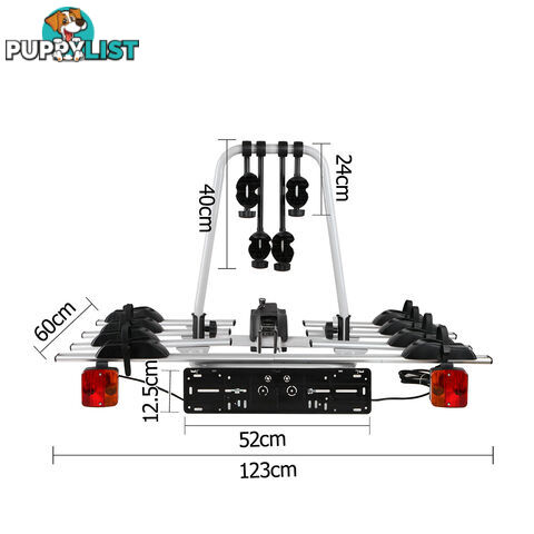 Bicycle Bike Carrier Rack  w/ Tow Ball Mount Black Silver