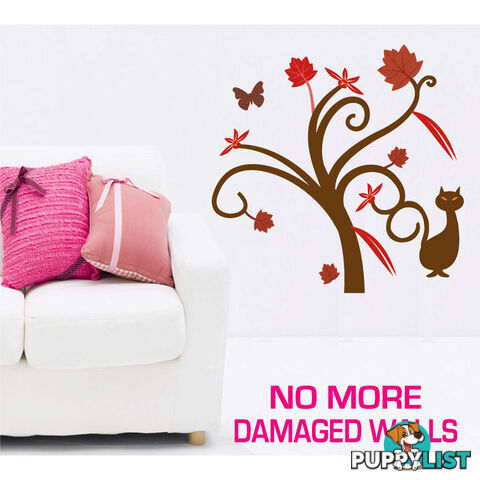 Medium Size Gorgeous Tree and Cat Wall Stickers - Totally Movable