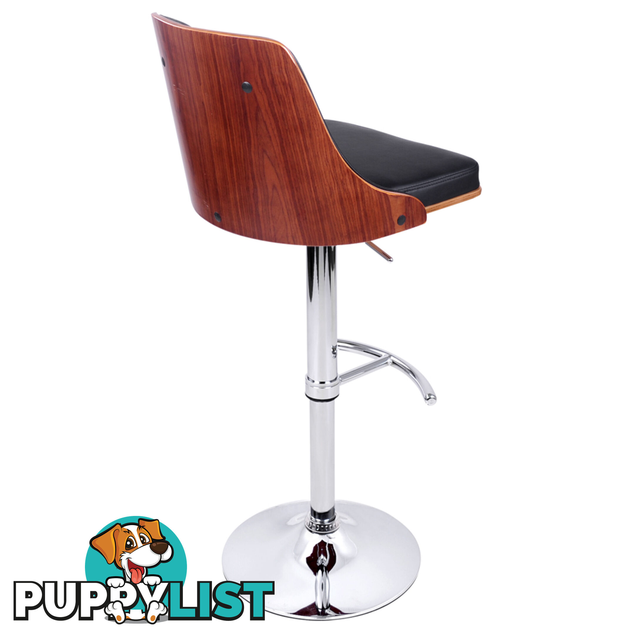 PU Leather Wooden Bar Stool Black