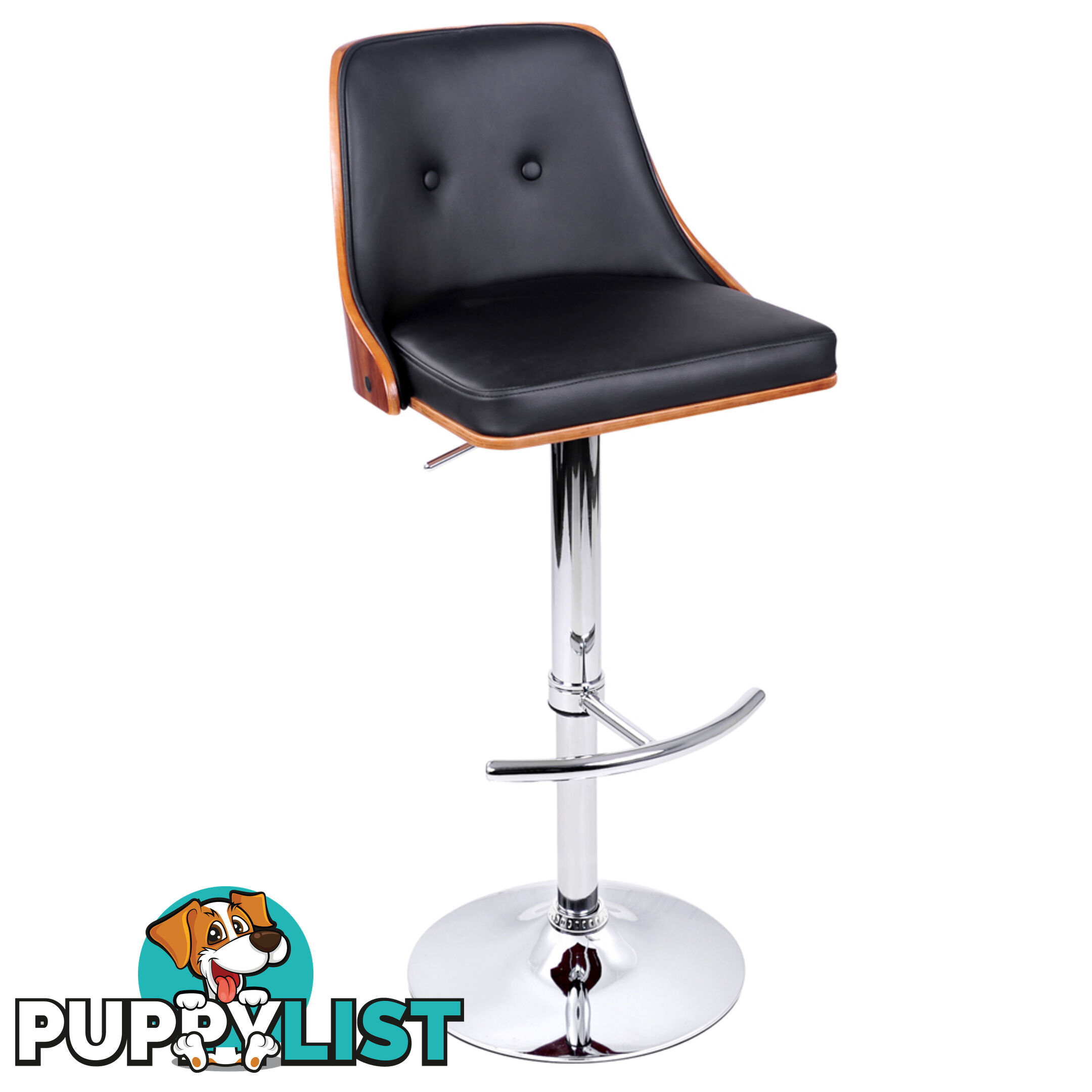 PU Leather Wooden Bar Stool Black