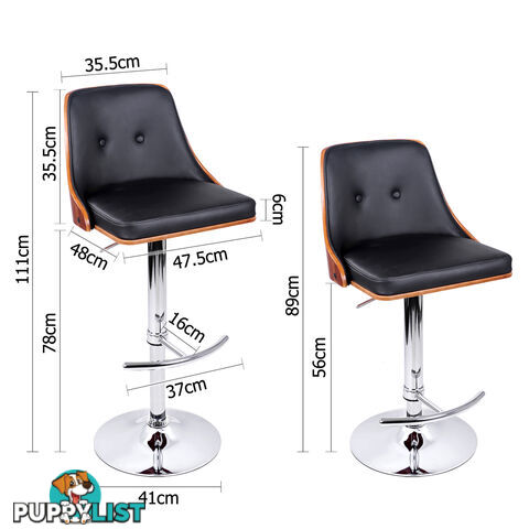 PU Leather Wooden Bar Stool Black