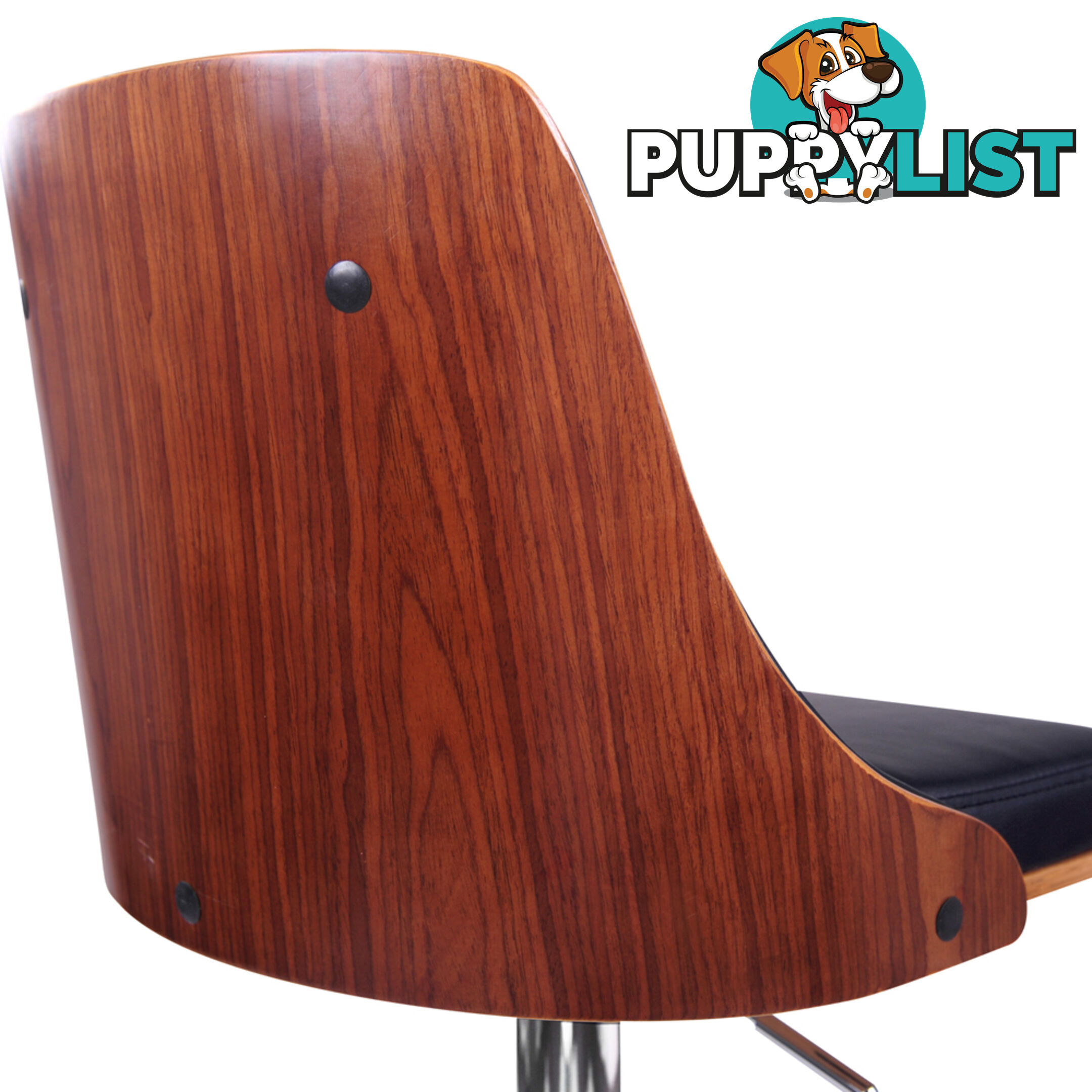 PU Leather Wooden Bar Stool Black