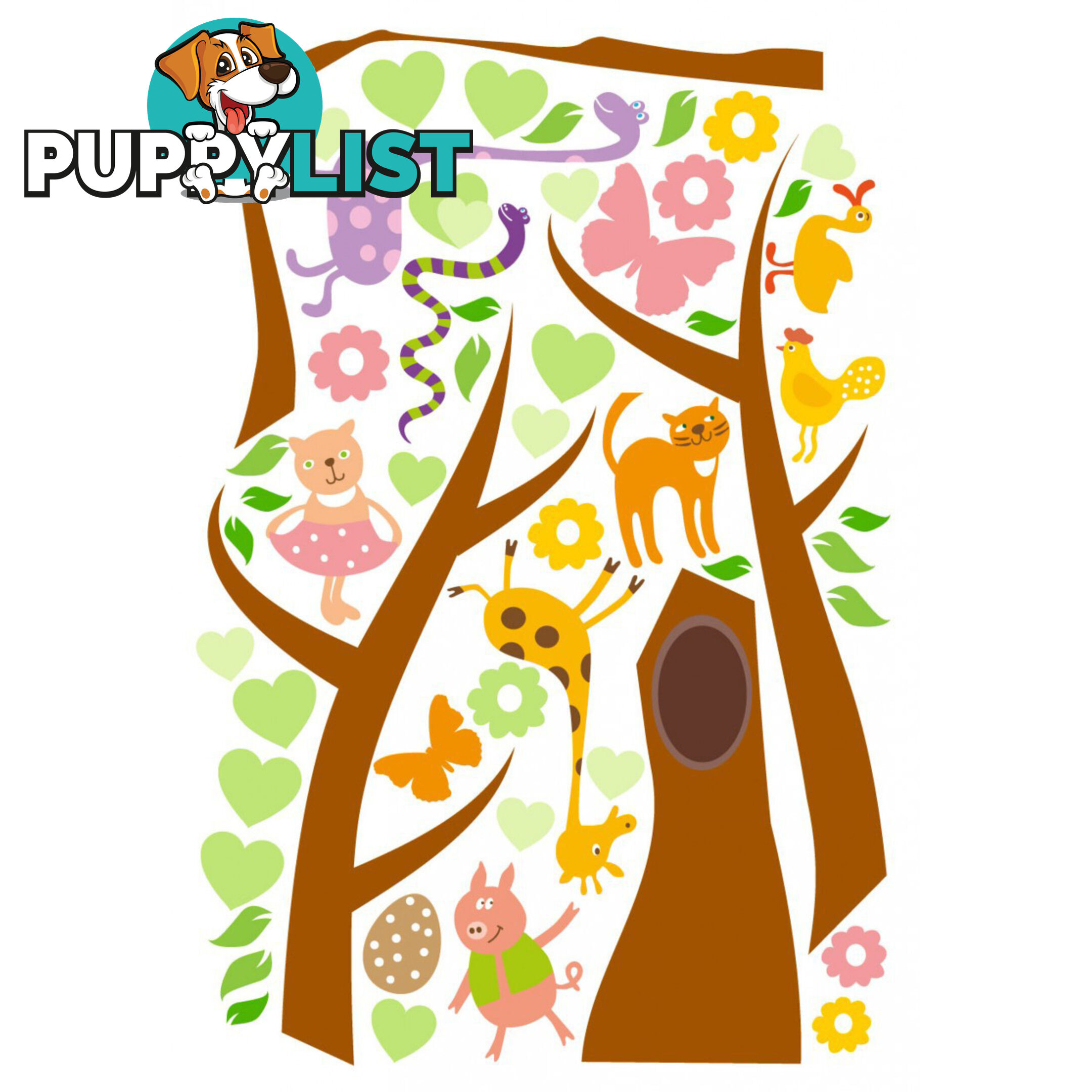 Tree with Cute Animals Wall Stickers - Totally Movable