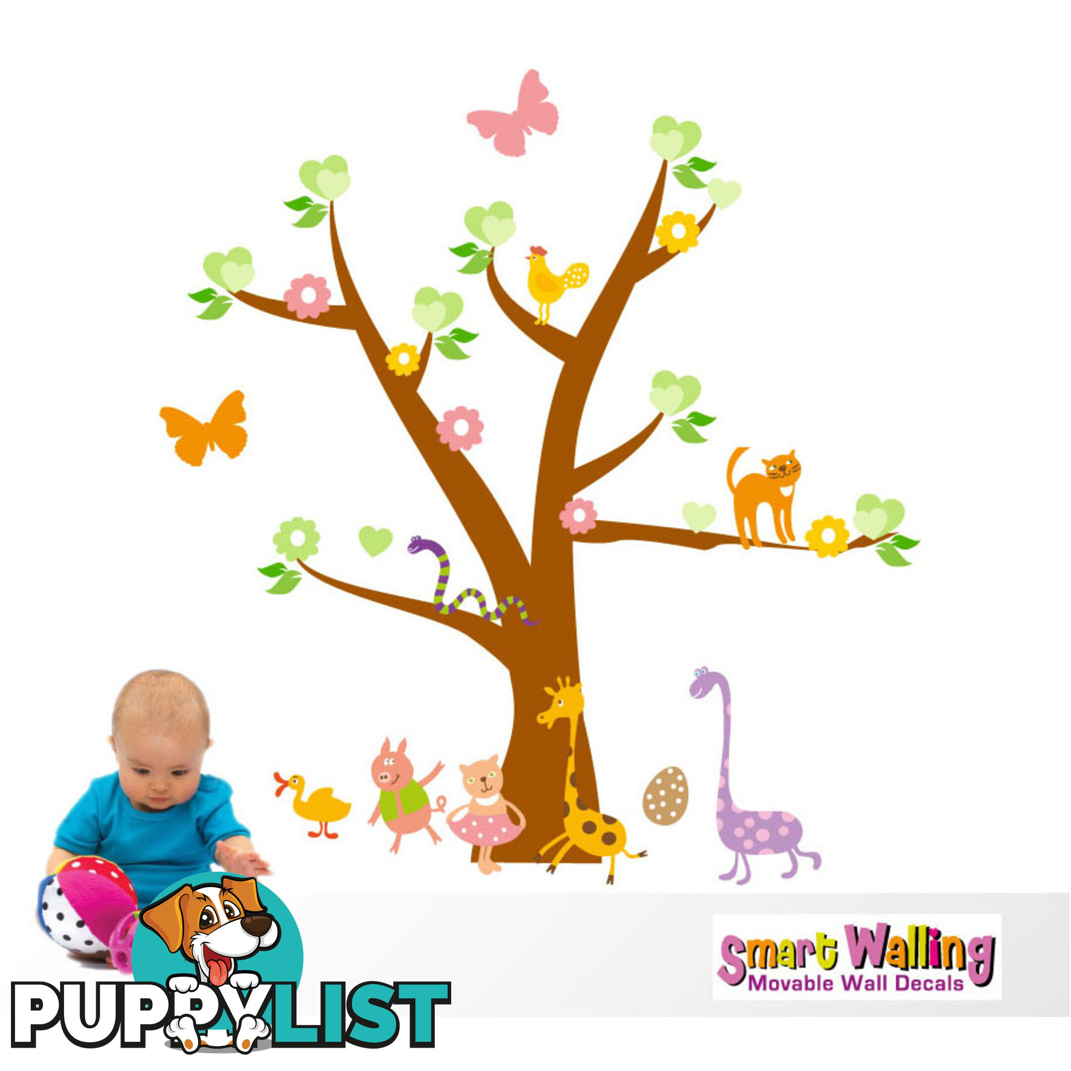 Tree with Cute Animals Wall Stickers - Totally Movable