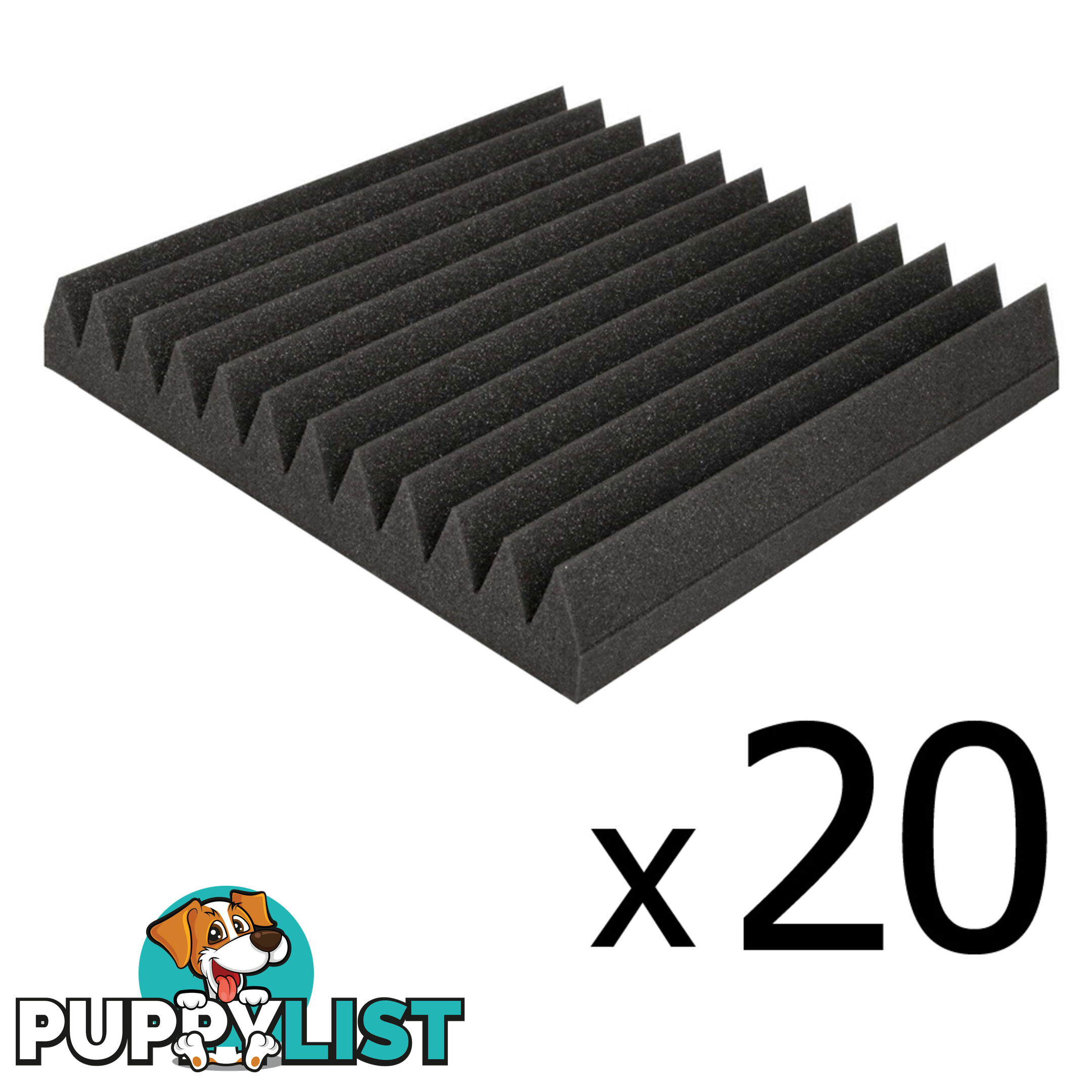 Set of 20 Studio Wedge Acoustic Foam Charcoal 30 x 30cm