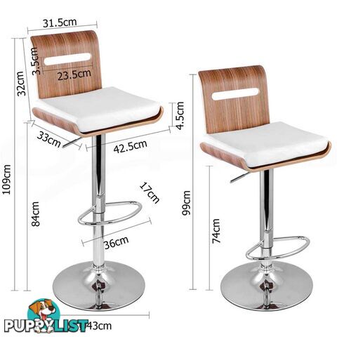 Set of 2 Wooden Bar Stool Kitchen Chair Niomi Natural