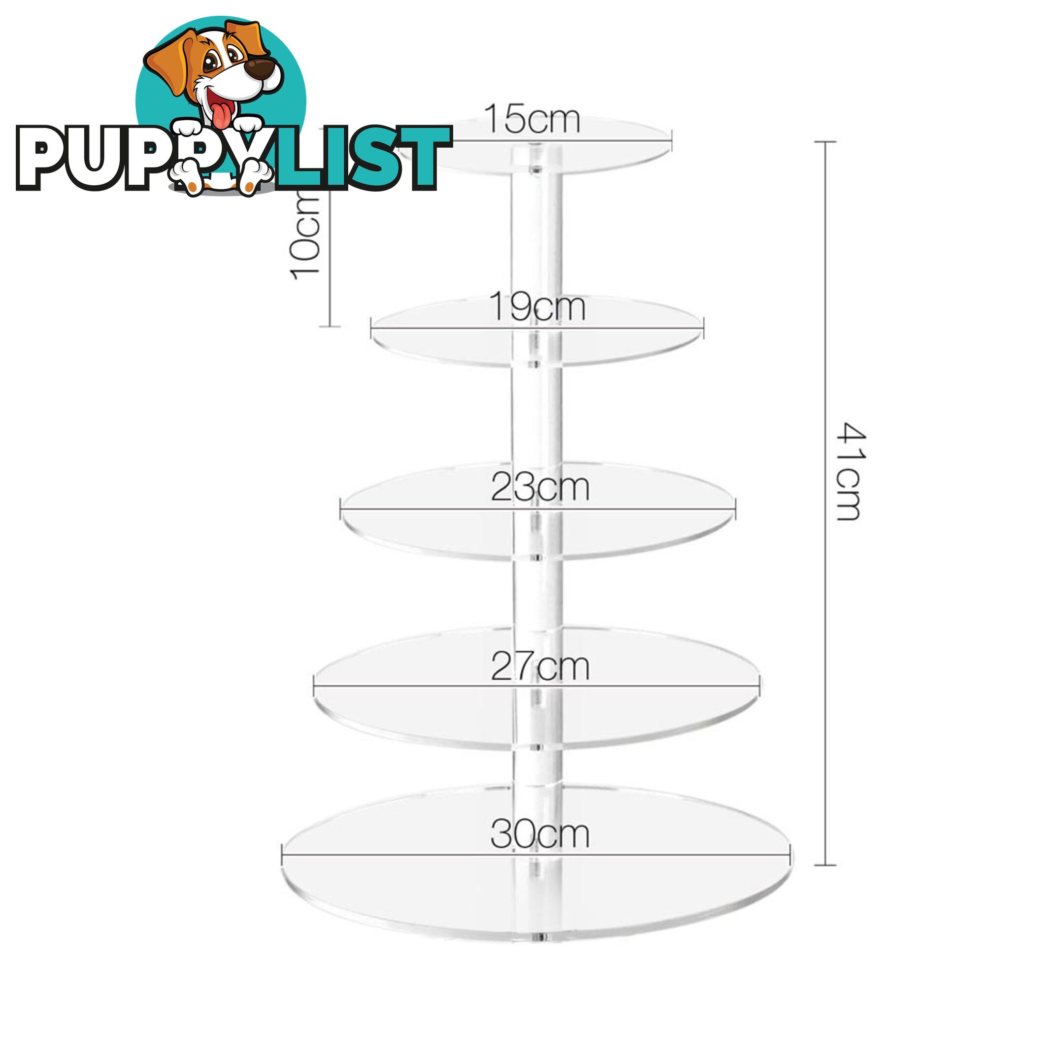 5 Tier Clear Acrylic Cake Stand 41CM