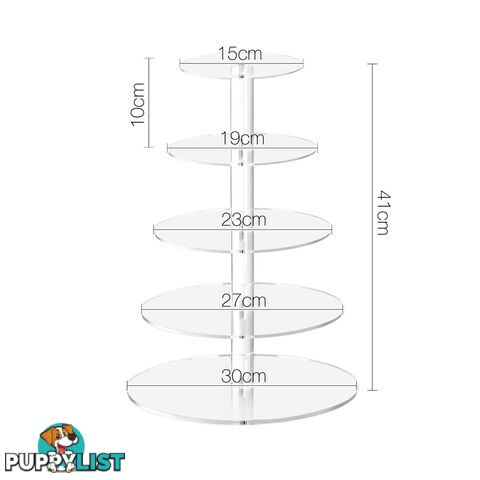 5 Tier Clear Acrylic Cake Stand 41CM