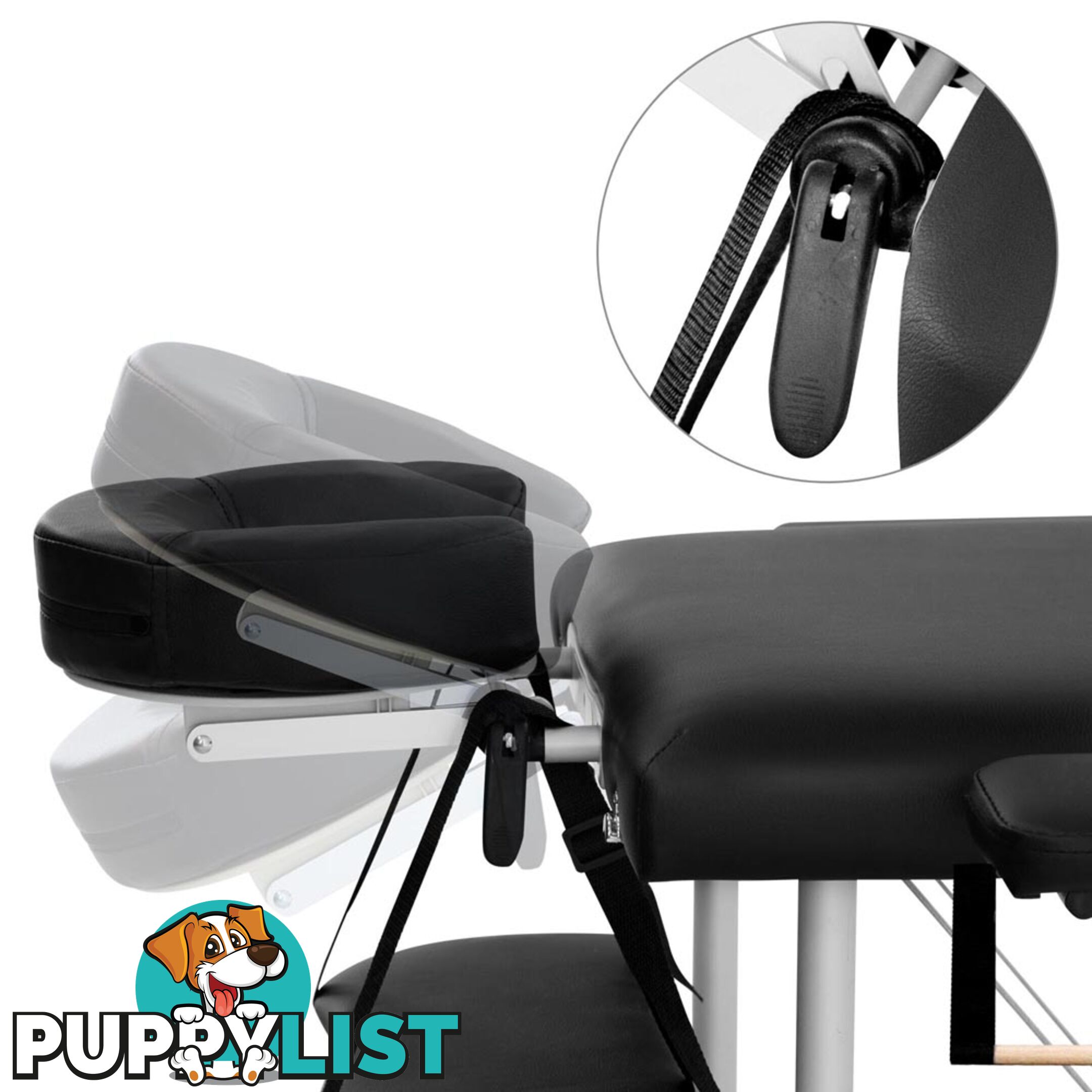 Portable Aluminium 3 Fold Massage Table Chair Bed Black 75cm