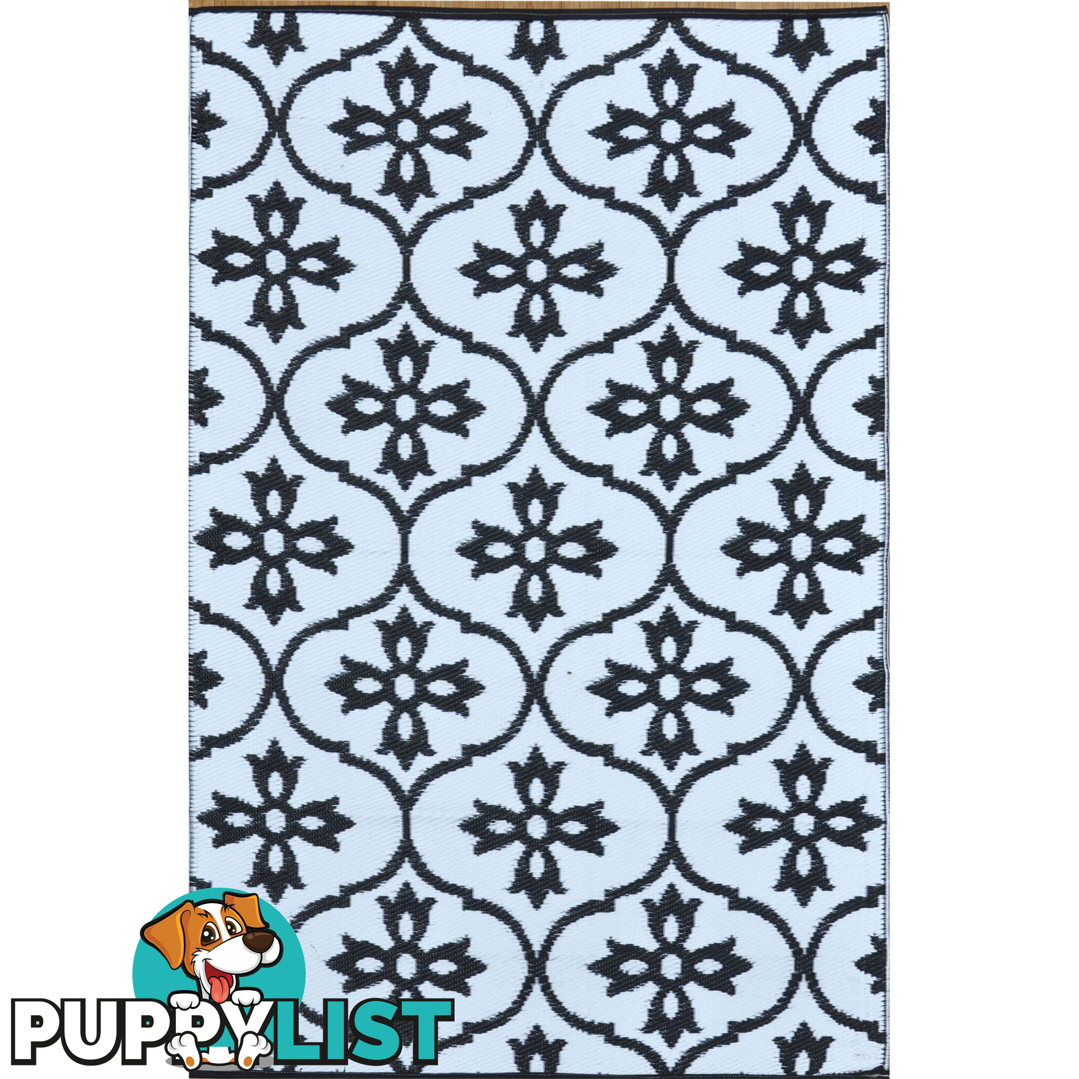 Moroccan Tile Reversable Rug Black & White 120x180cm