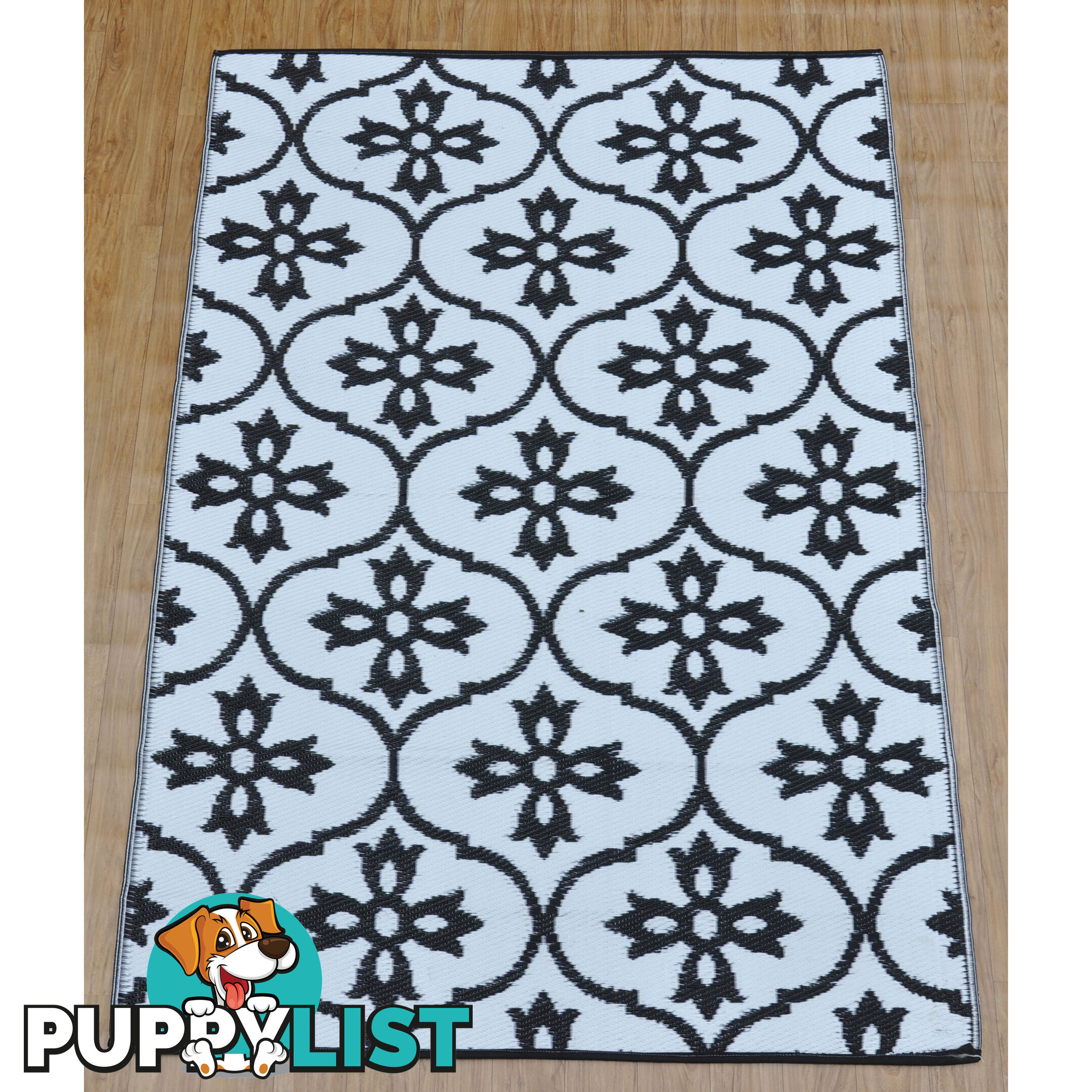 Moroccan Tile Reversable Rug Black & White 120x180cm