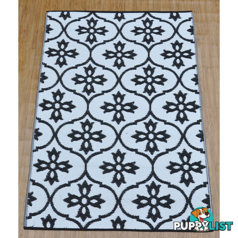 Moroccan Tile Reversable Rug Black & White 120x180cm