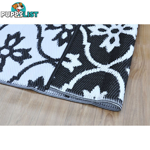 Moroccan Tile Reversable Rug Black & White 120x180cm