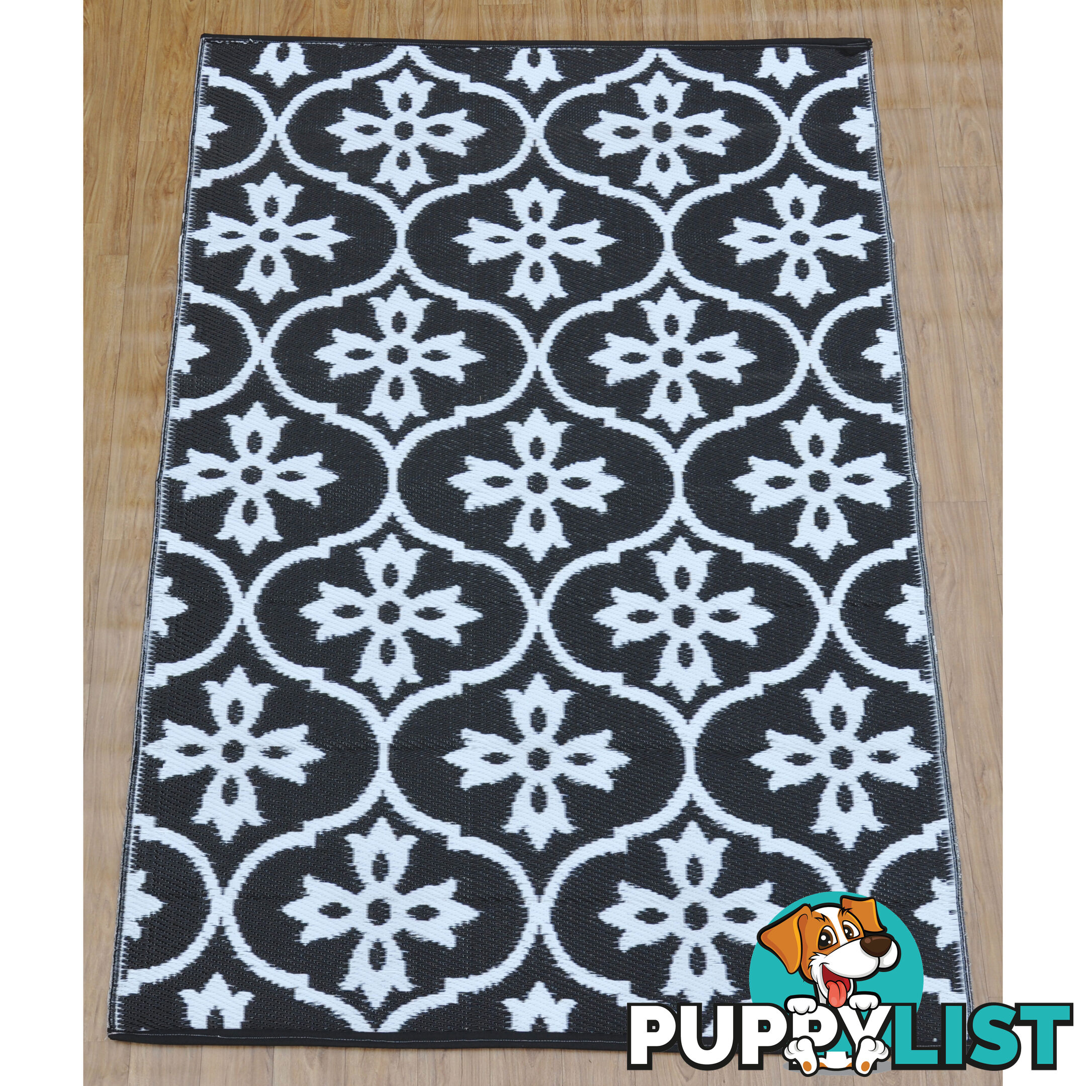 Moroccan Tile Reversable Rug Black & White 120x180cm