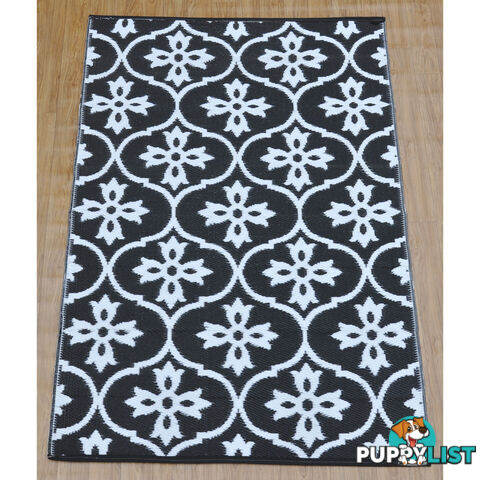 Moroccan Tile Reversable Rug Black & White 120x180cm