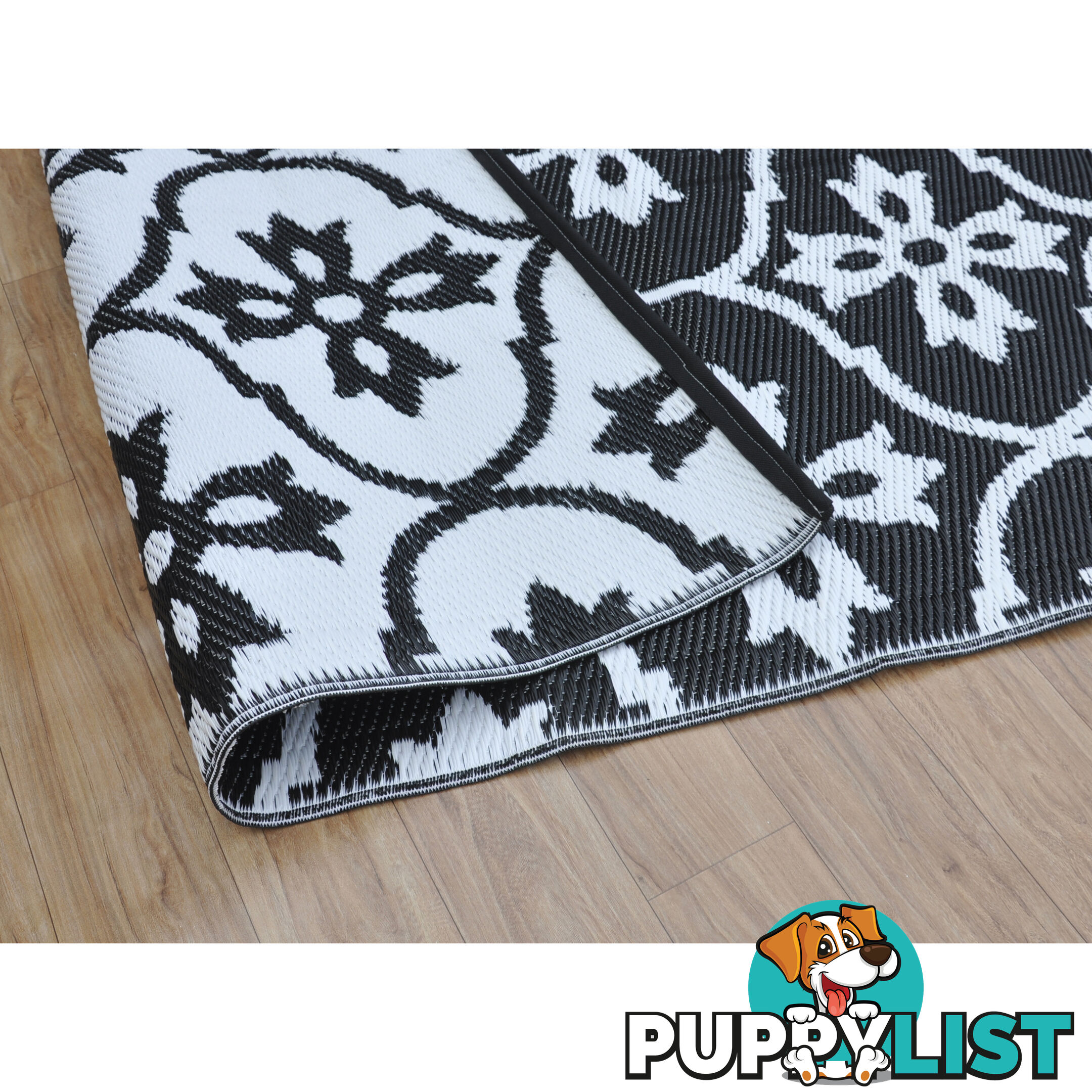 Moroccan Tile Reversable Rug Black & White 120x180cm