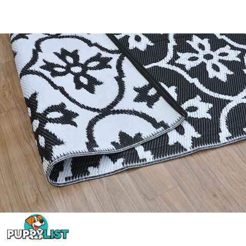 Moroccan Tile Reversable Rug Black & White 120x180cm