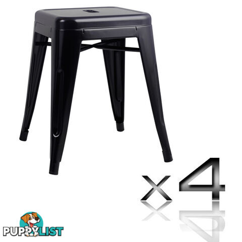 Set of 4 Replica Tolix Kitchen Bar Stool 46cm Black