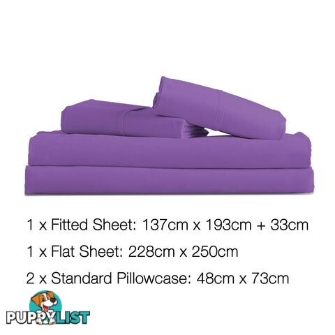 4 Piece Microfibre Sheet Set Double_ÑÐ Purple