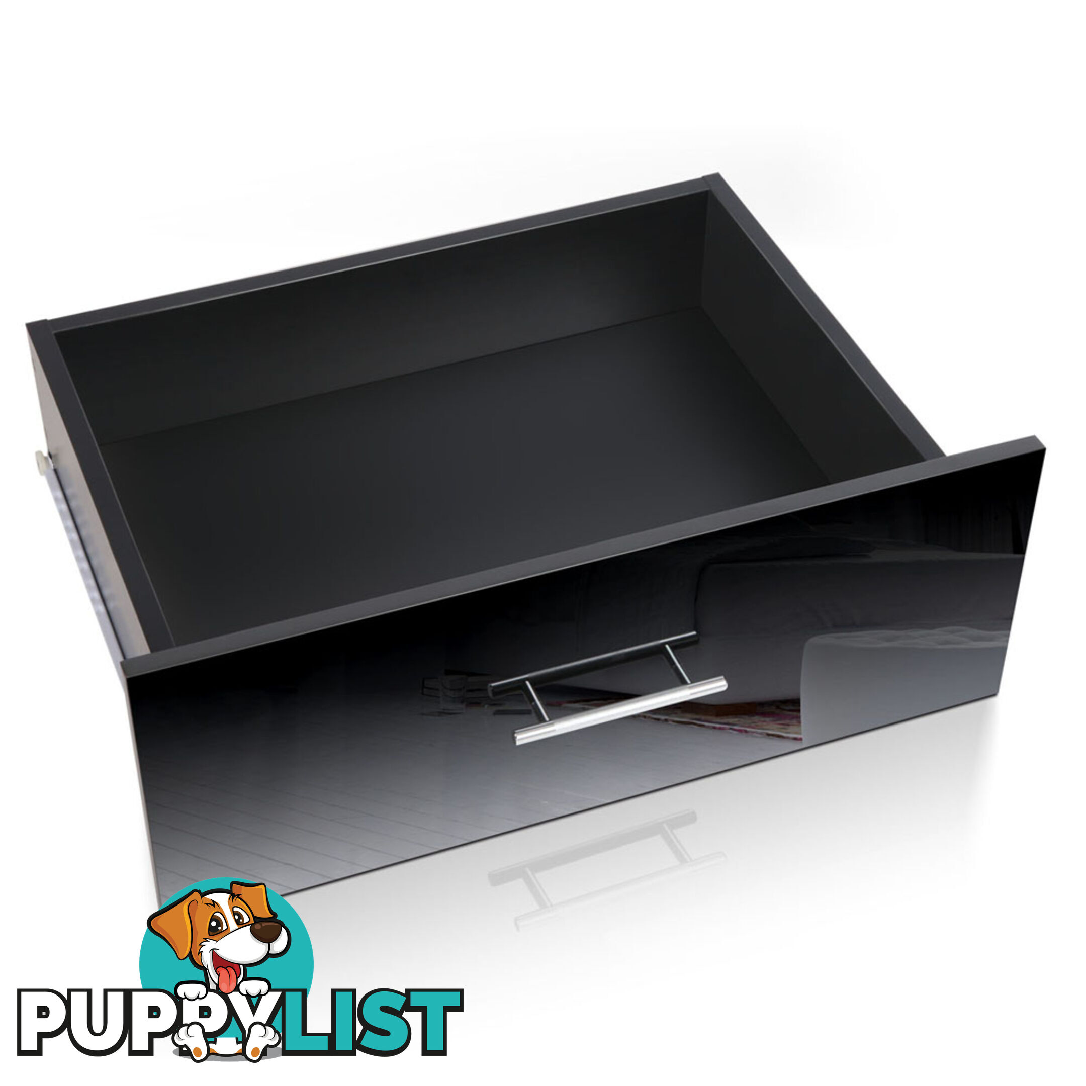 Glossy Bedside Table - Black