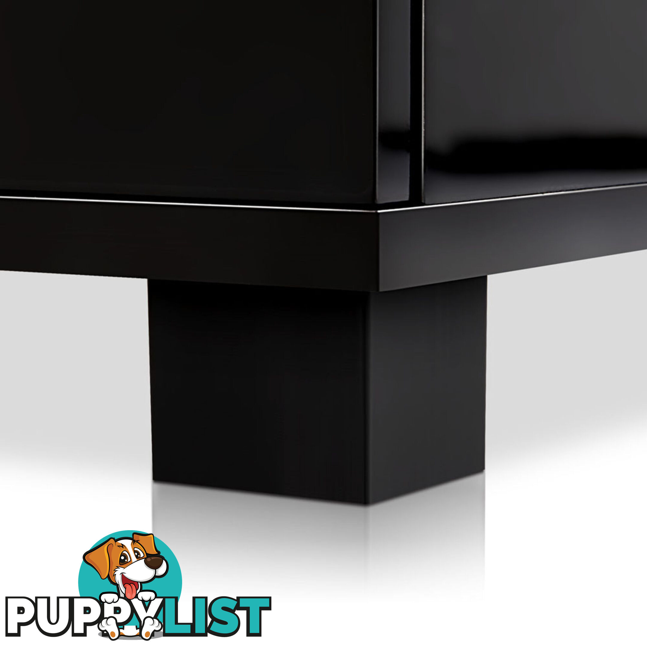 Glossy Bedside Table - Black