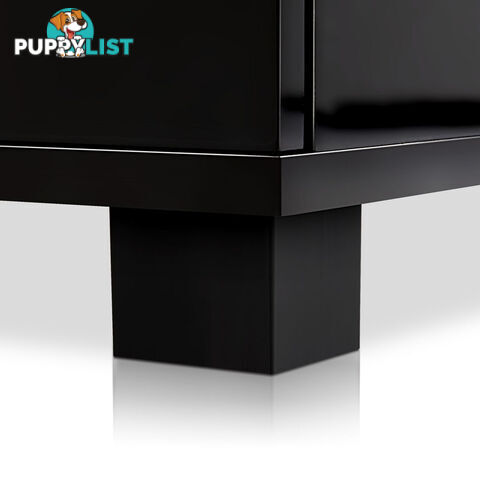 Glossy Bedside Table - Black