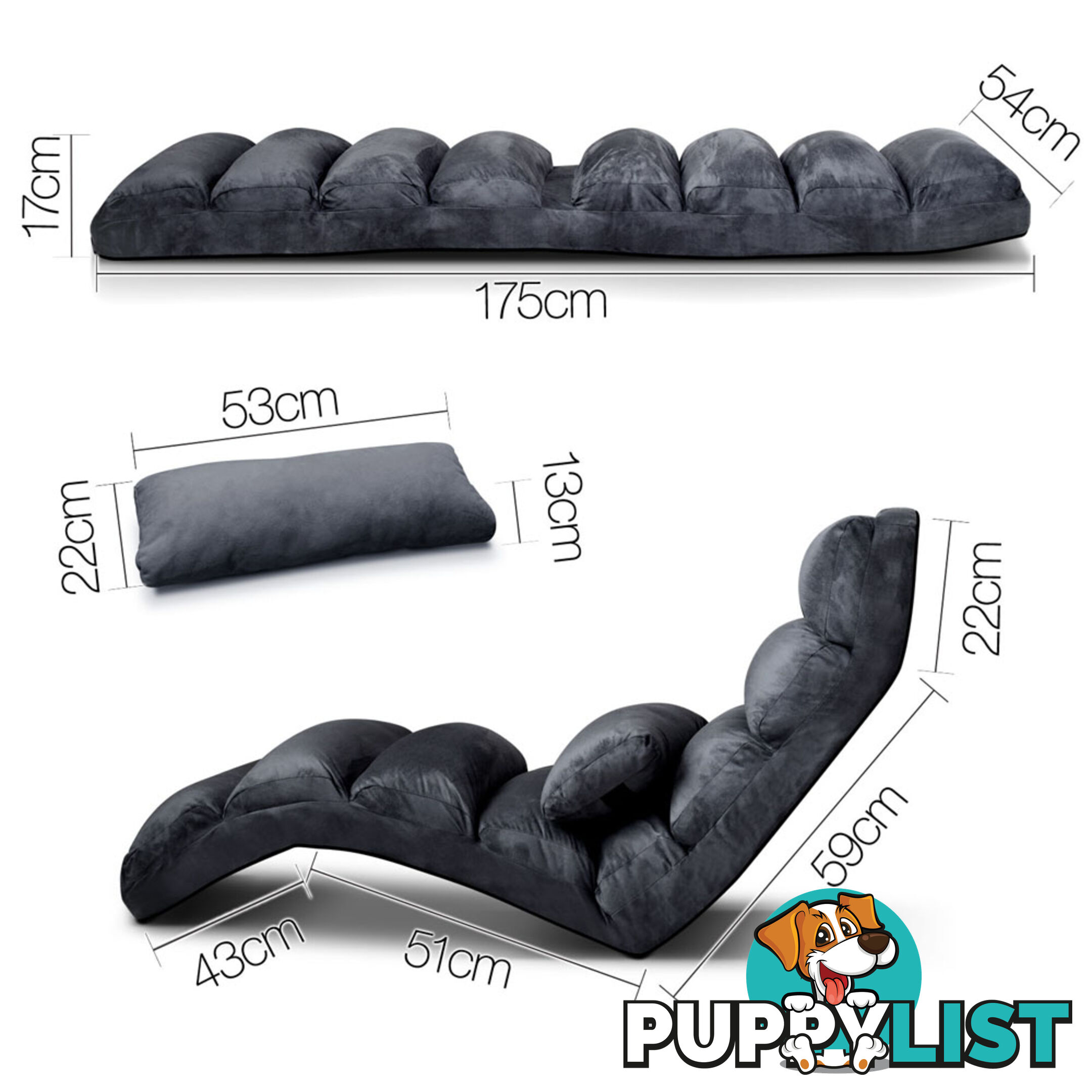 Lounge Sofa Chair - 75 Adjustable Angles _ÑÐ Charcoal