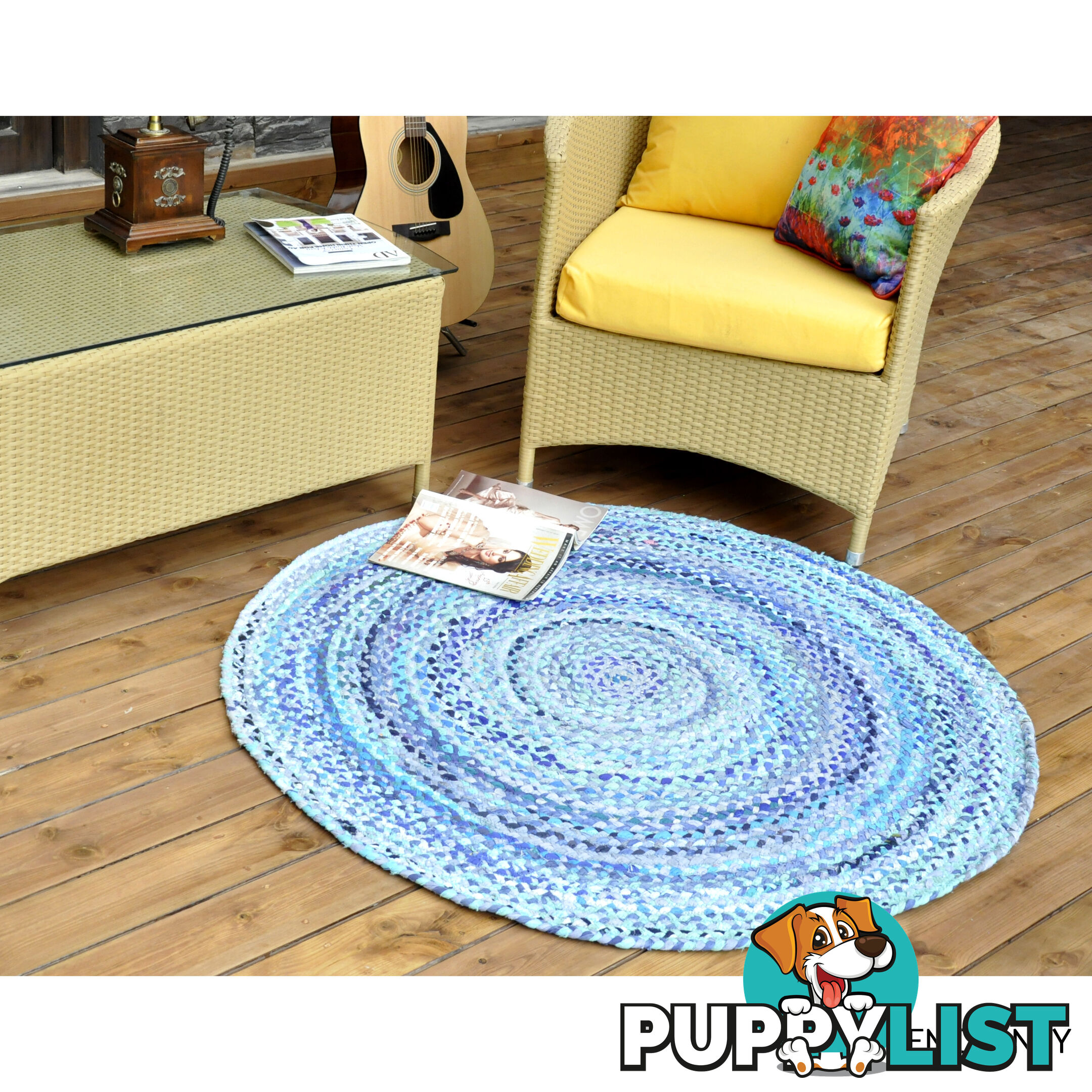 Cotton Blue Rug 120x120cm