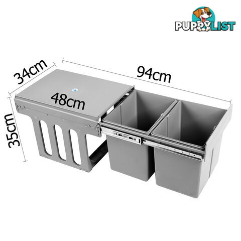 Duel Side Pull Out Rubbish Waste Basket 2 x 15L