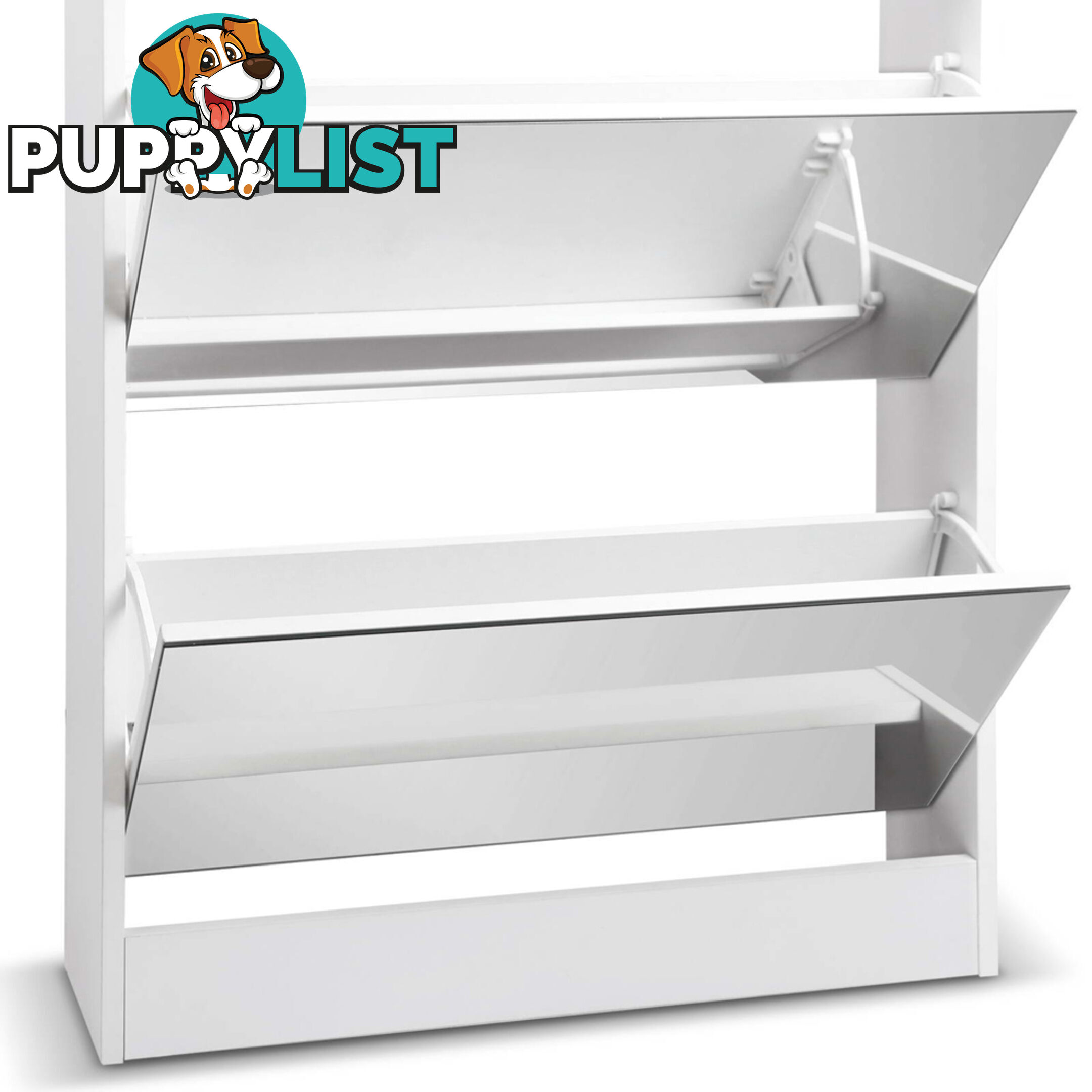 Mirrored Shoe Cabinet Storage 5 Drawers Shelf White