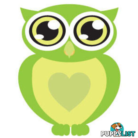 Green owl with big eyes Wall Sticker - Totally Movable