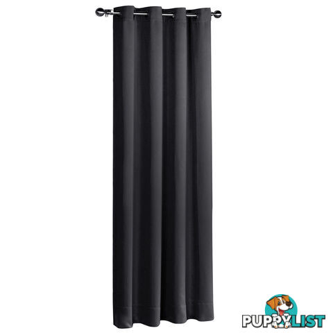 ArtQueen 3 Pass Eyelet Blockout Curtain Black 140cm