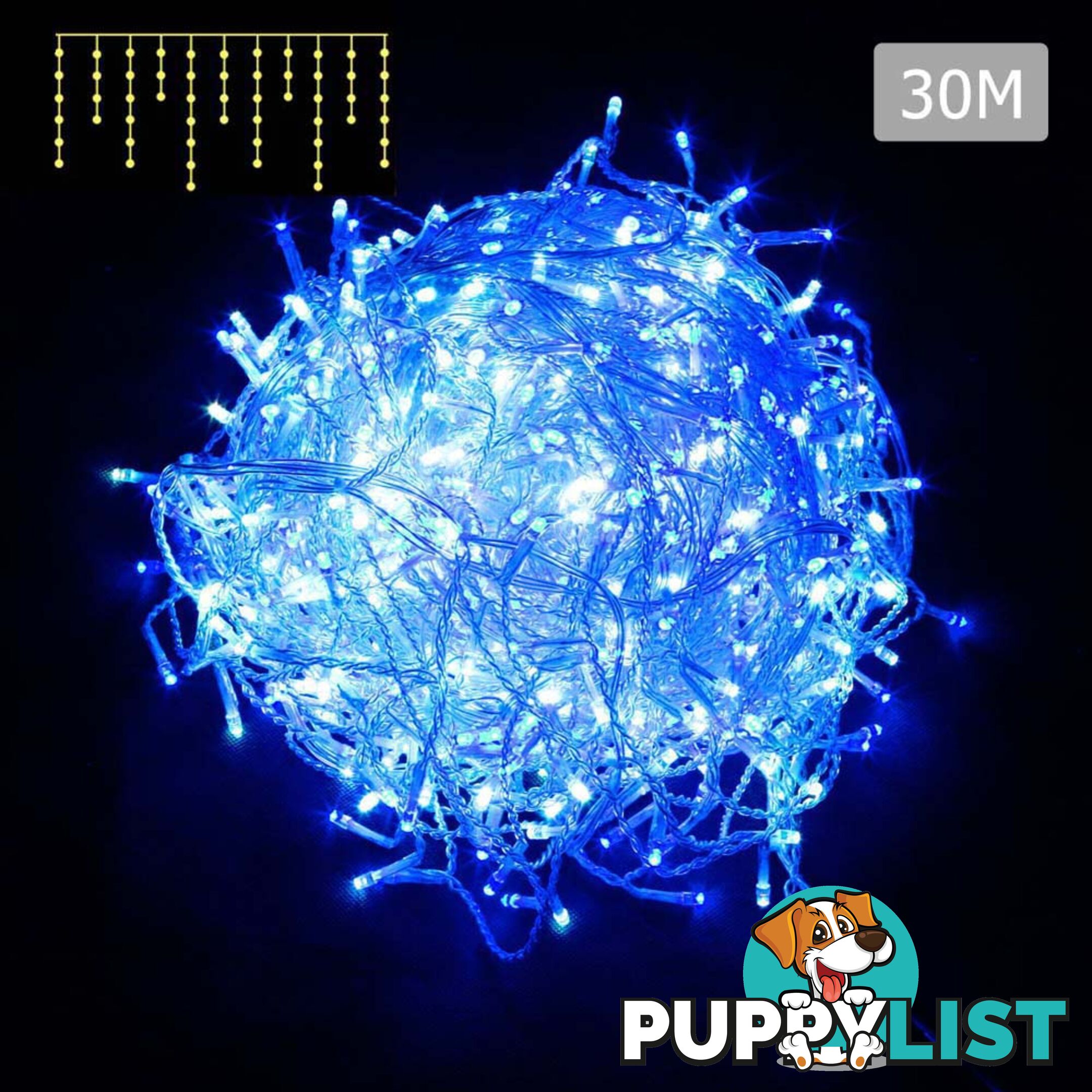 800 LED Christmas Icicle Lights Blue White