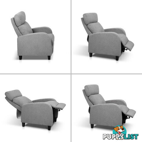 Linen Fabric Armchair Recliner - Grey