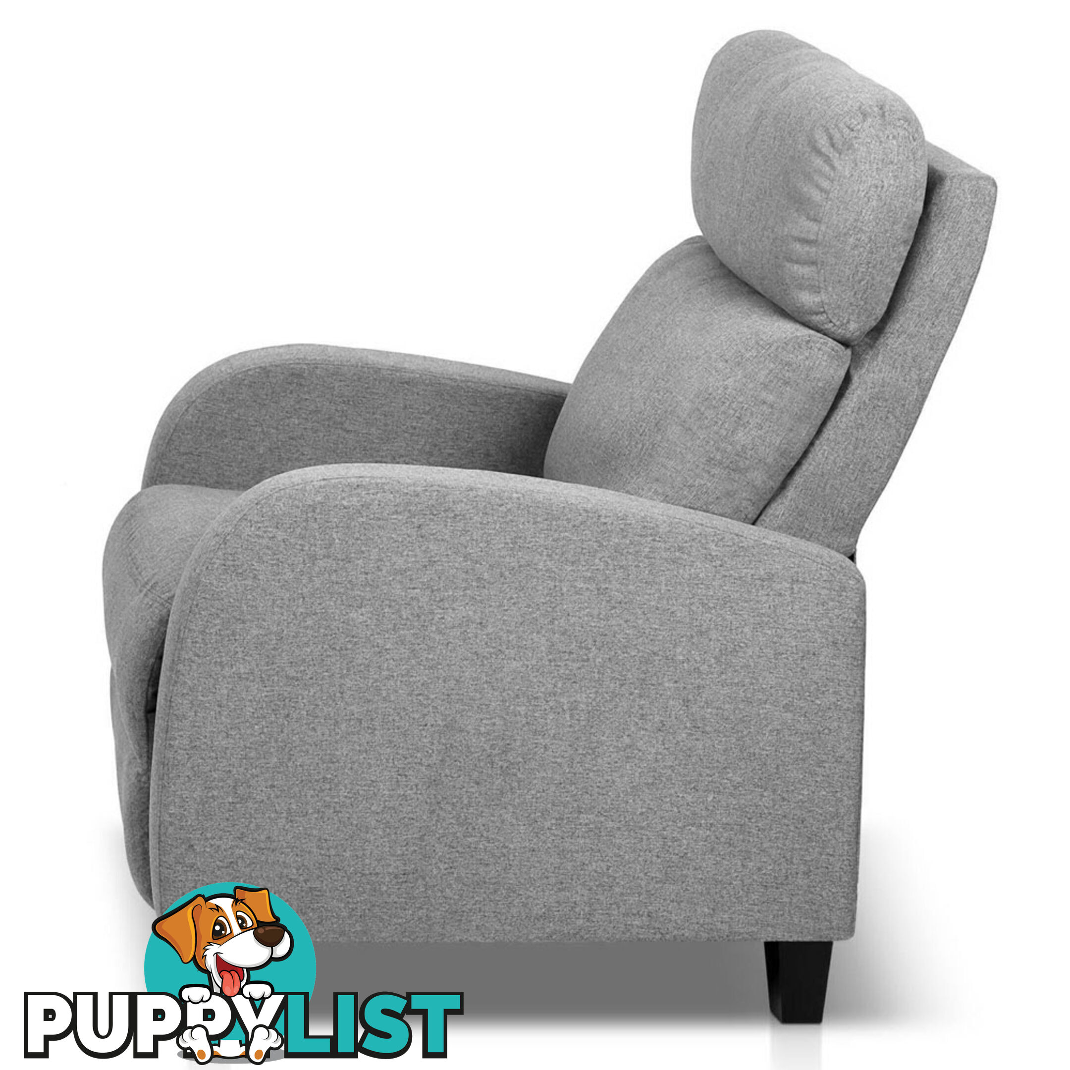 Linen Fabric Armchair Recliner - Grey