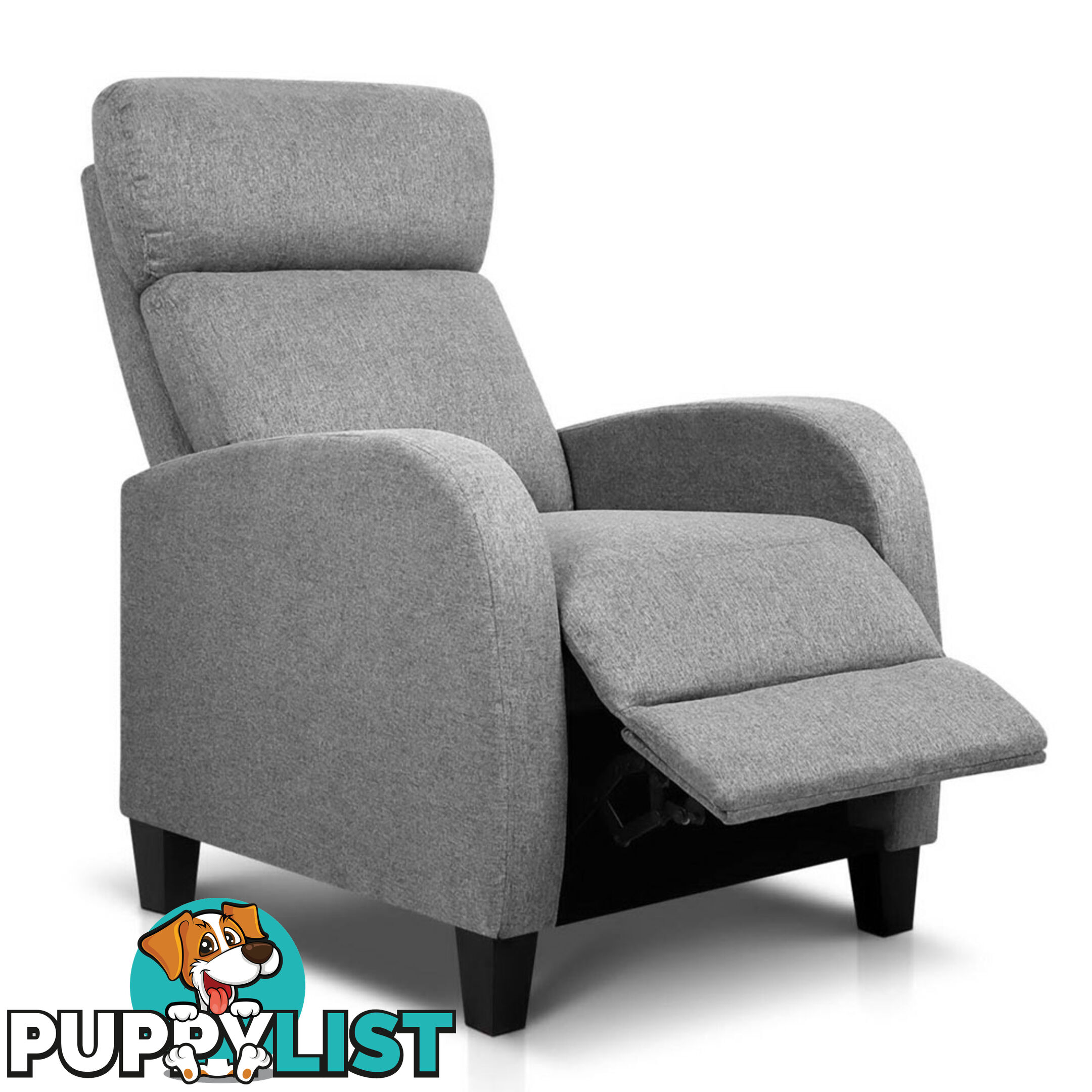 Linen Fabric Armchair Recliner - Grey