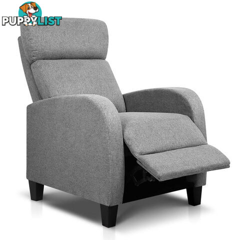 Linen Fabric Armchair Recliner - Grey