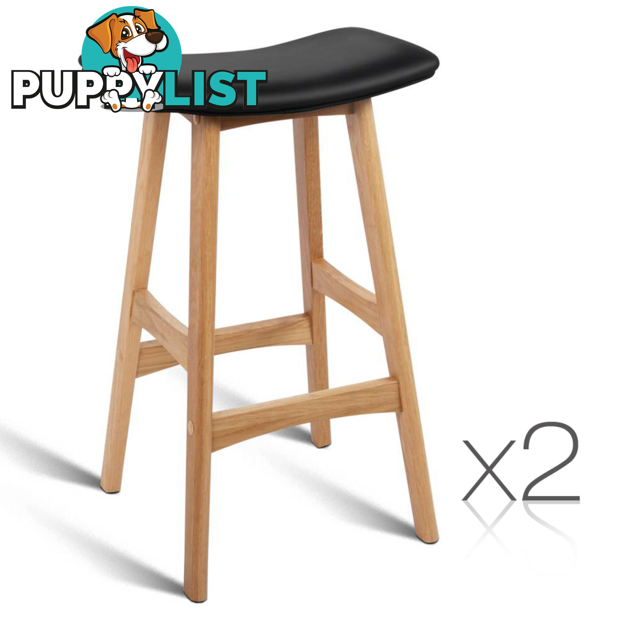 Set of 2 High Seat Barstools Black