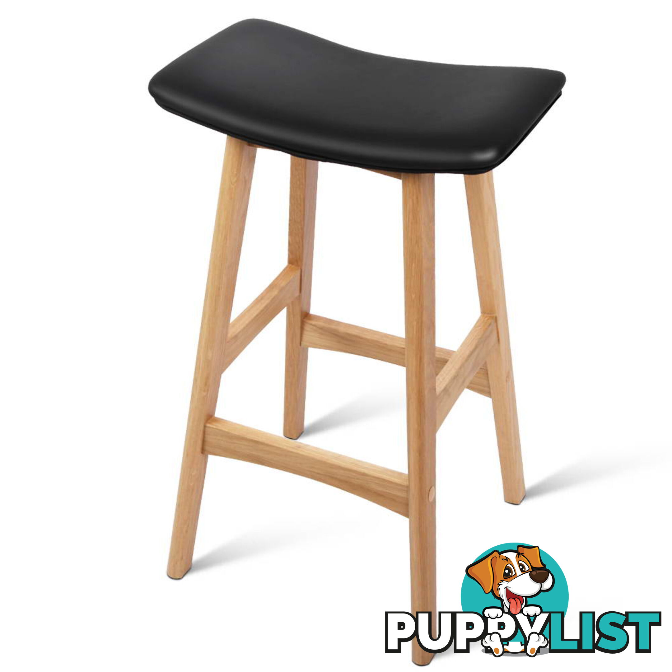 Set of 2 High Seat Barstools Black