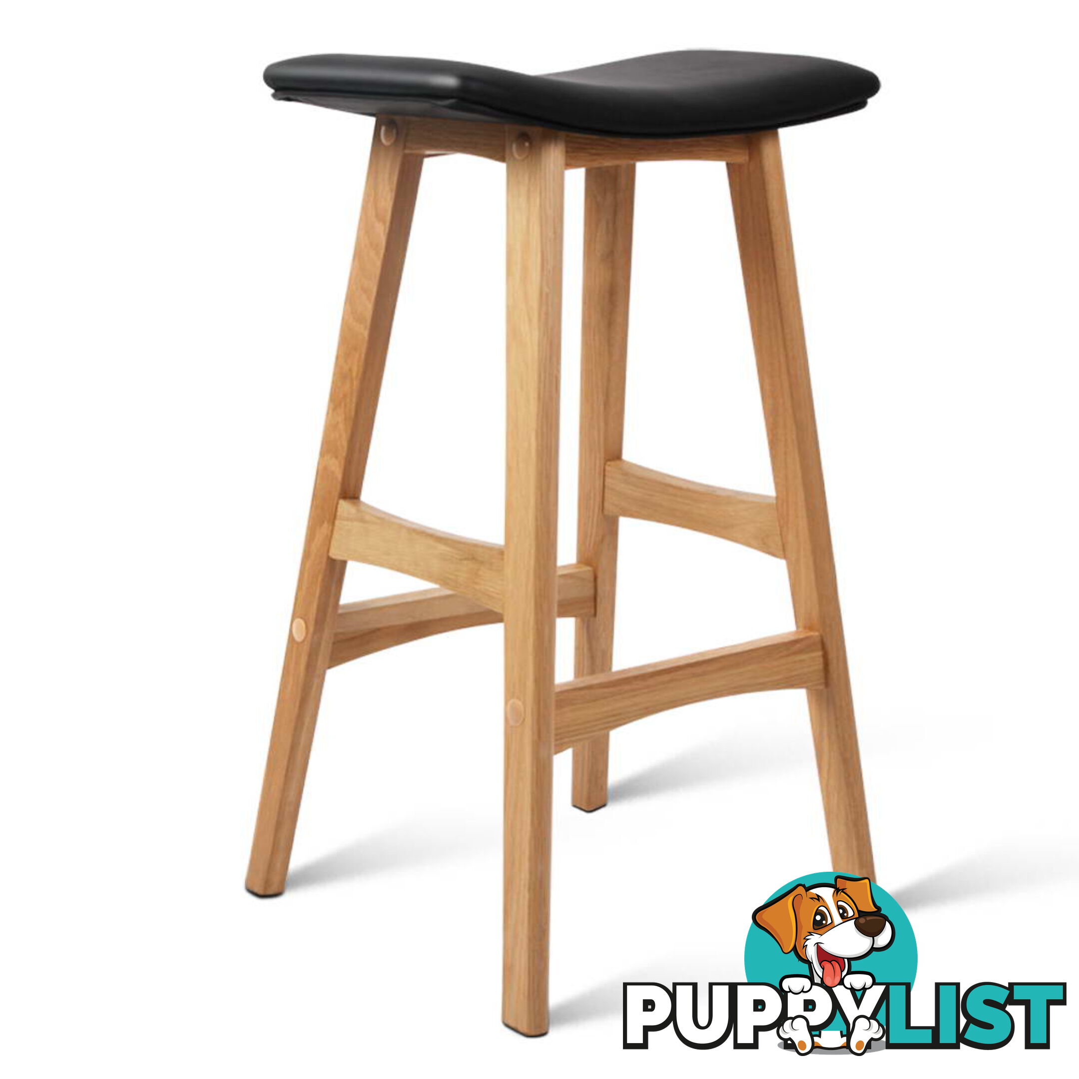 Set of 2 High Seat Barstools Black