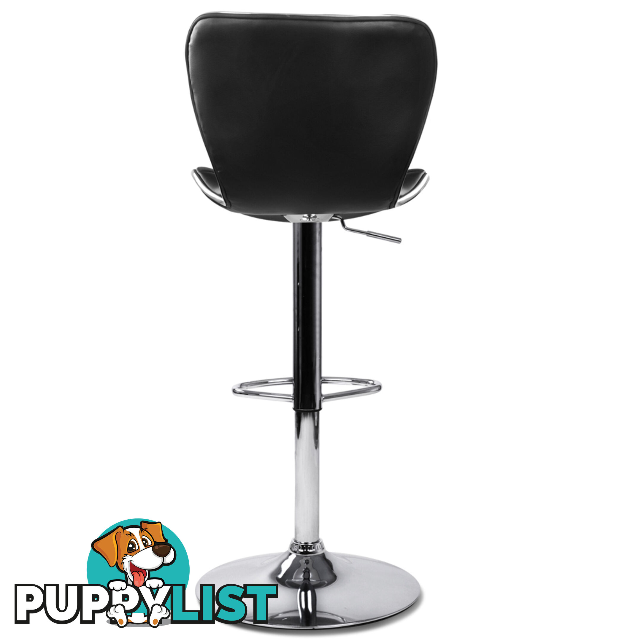 Set of 2 PU Leather Kitchen Bar Stool Black