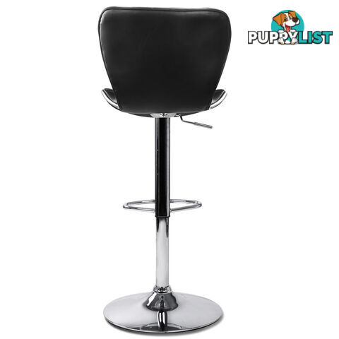 Set of 2 PU Leather Kitchen Bar Stool Black