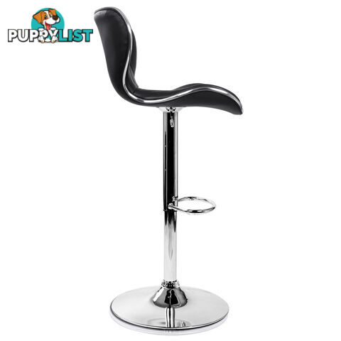 Set of 2 PU Leather Kitchen Bar Stool Black