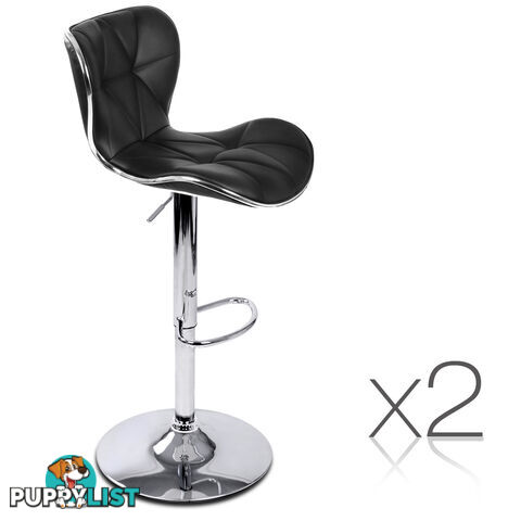 Set of 2 PU Leather Kitchen Bar Stool Black