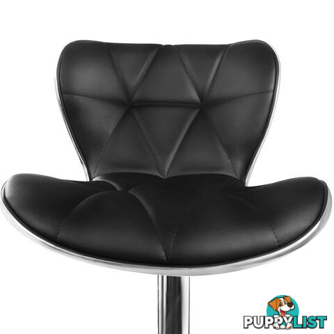 Set of 2 PU Leather Kitchen Bar Stool Black