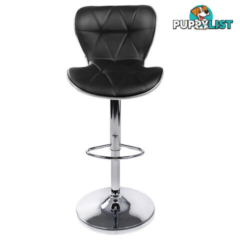 Set of 2 PU Leather Kitchen Bar Stool Black