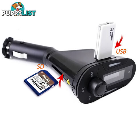 Car MP3 Player Wireless FM Transmitter With USB SD MMC Slot Perfect High Quality Stereo with USB Port Black