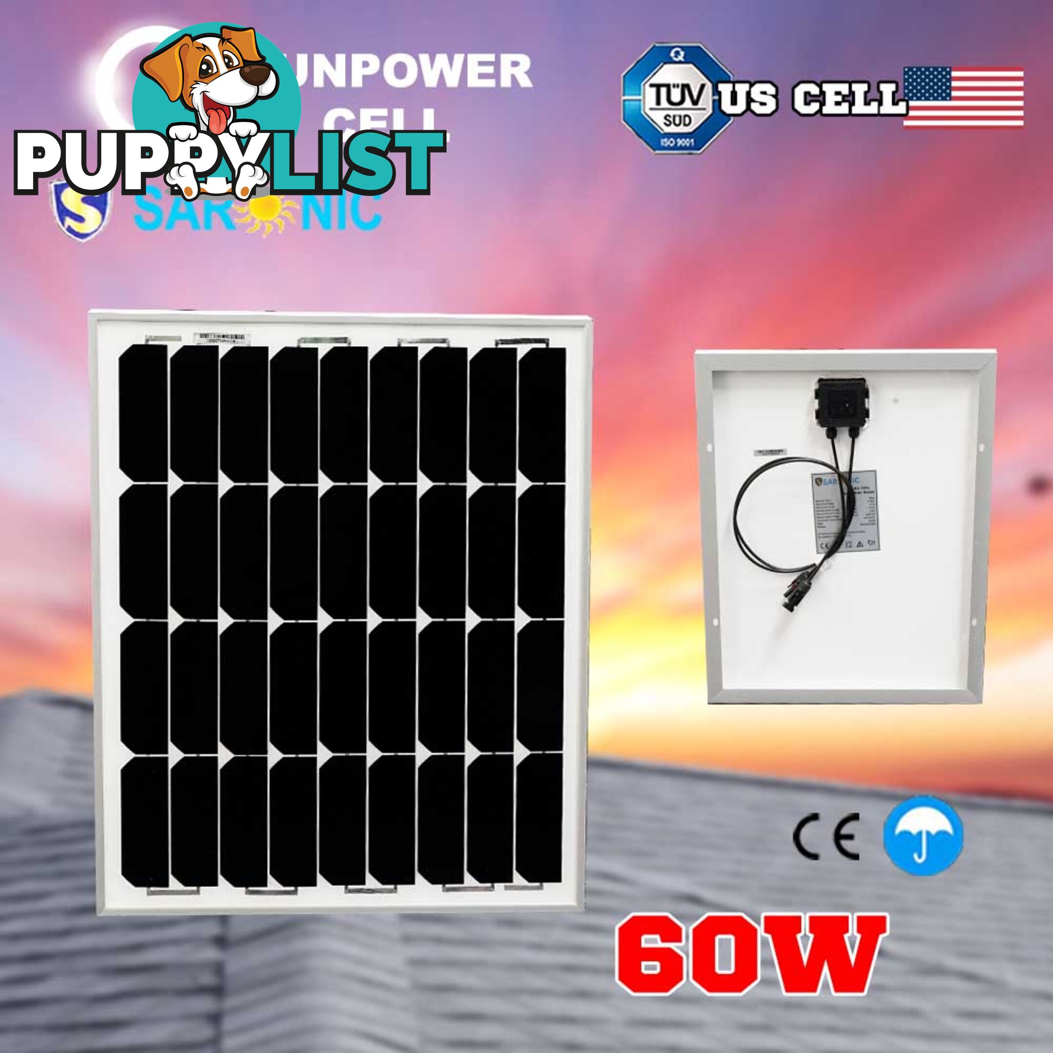 12V 60W Solar Panel Kit Home Generator Caravan Camping Power Mono Charging PWM