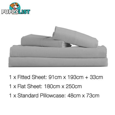 3 Piece Microfibre Sheet Set Single _ÑÐ  Grey